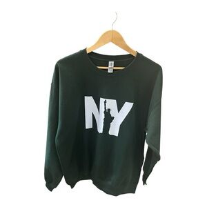 Gildan NY Graphic Sweatshirt - Forest Green, Size Large